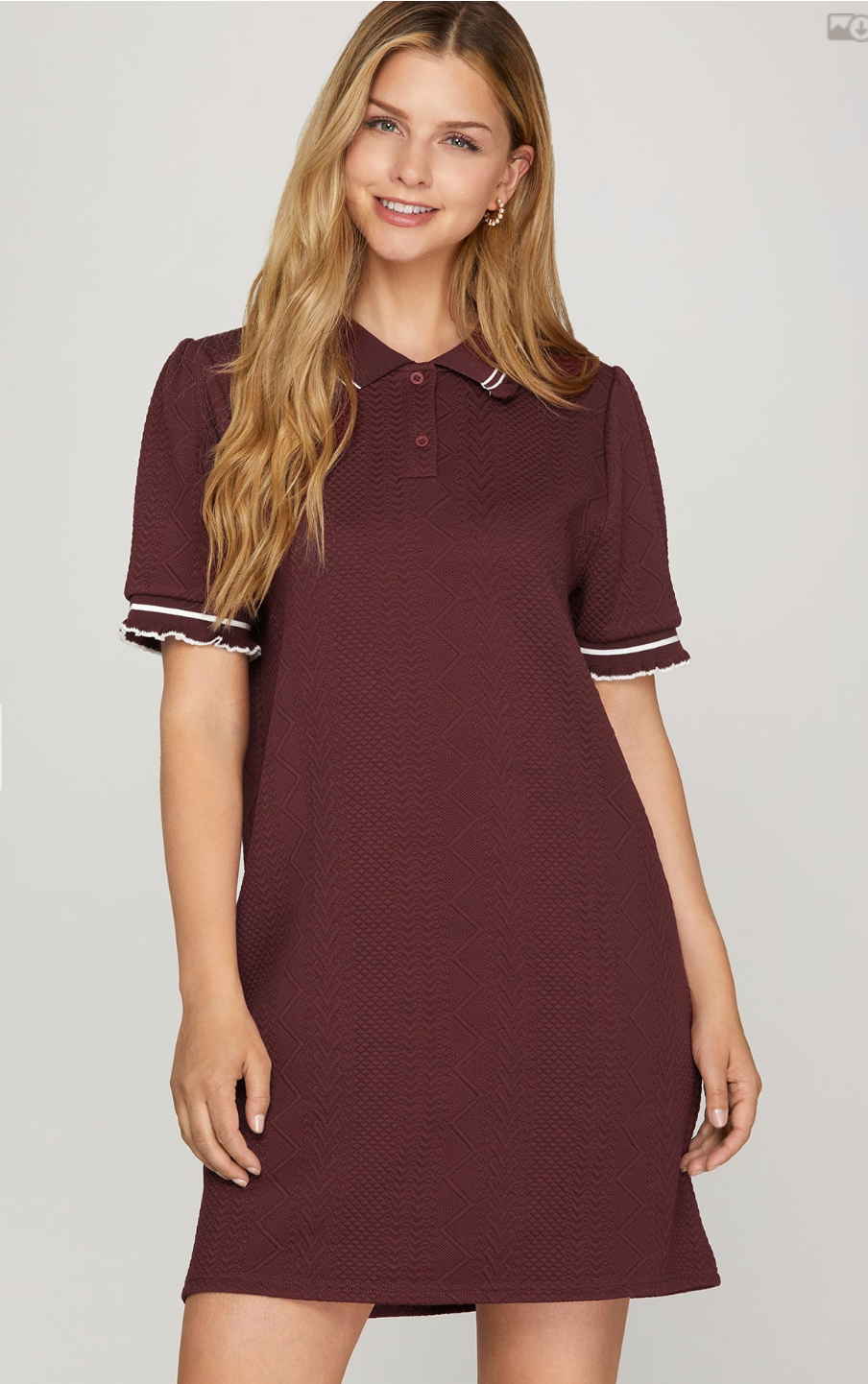 Burgundy QUILTED KNIT MINI DRESS