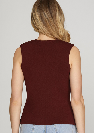 Burgundy KNIT SWEATER VEST