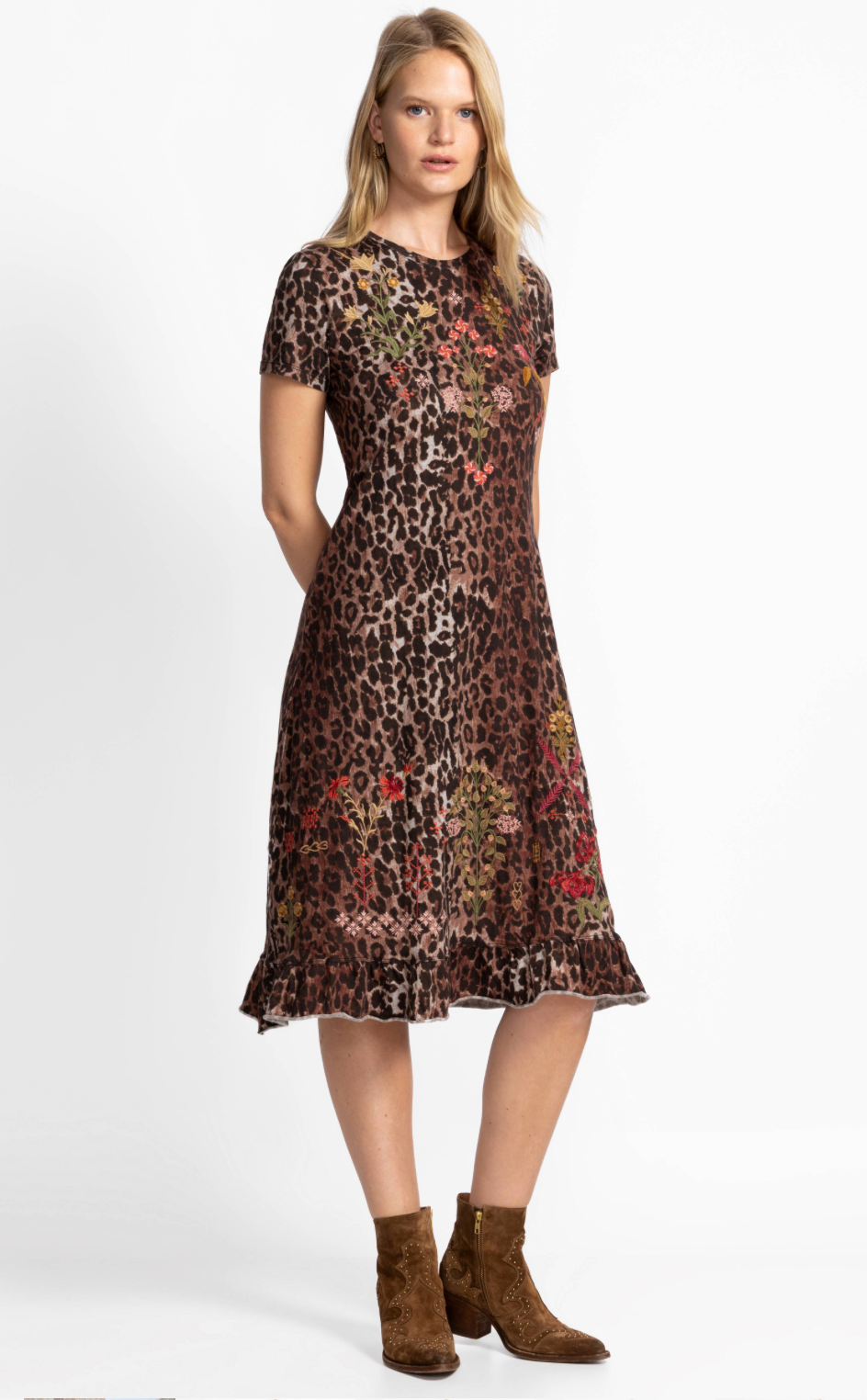 Malaya Leopard Ruffle Hem Dress