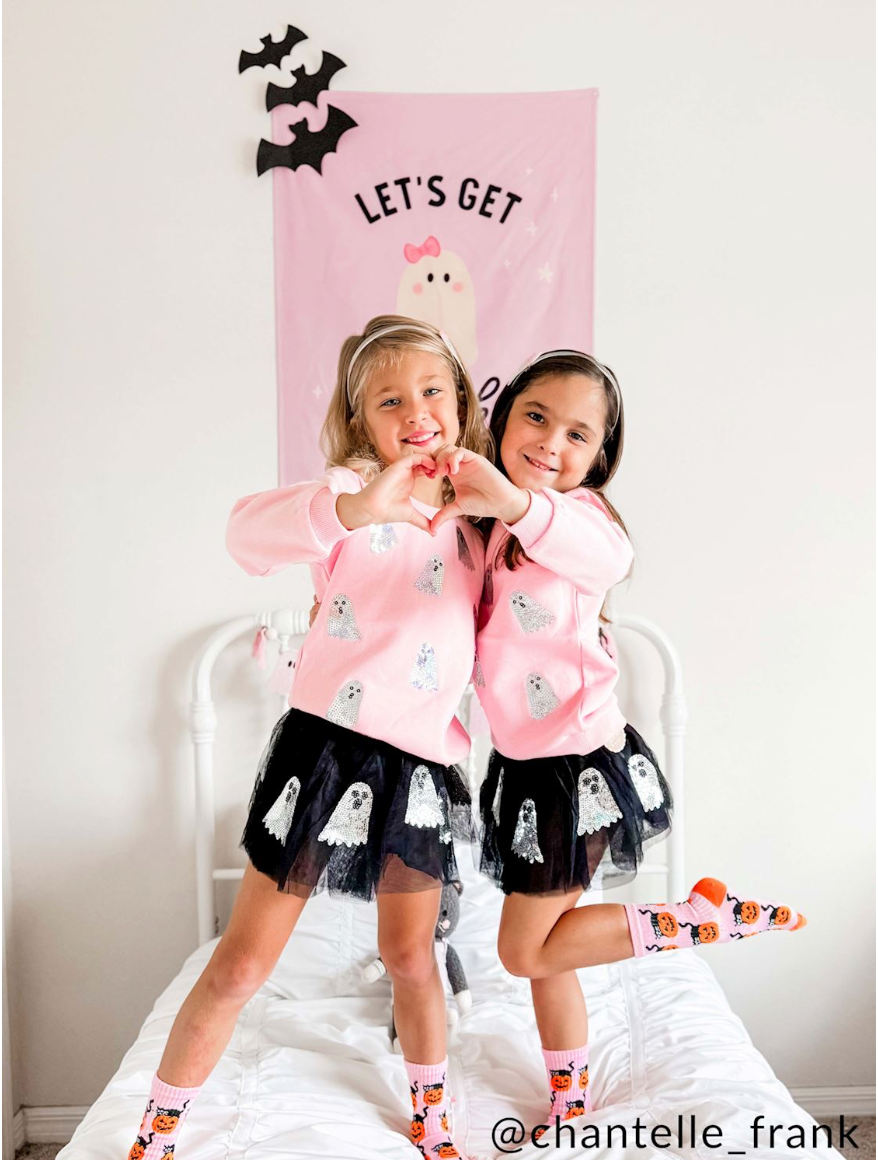 Girls SPARKLE GHOST Pink SWEATSHIRT