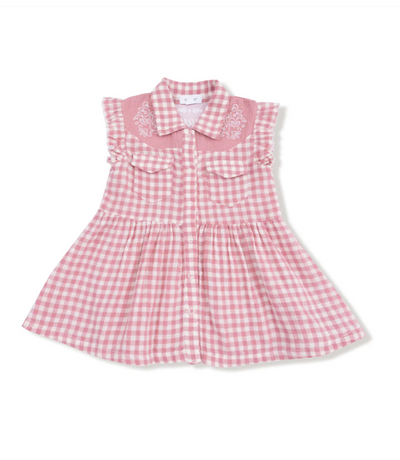 Rose Pink Plaid Western Dress & Bloomers