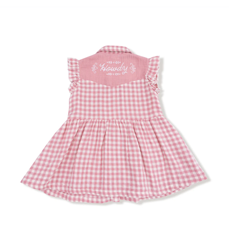 Rose Pink Plaid Western Dress & Bloomers