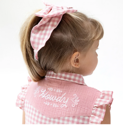 Rose Pink Plaid Western Dress & Bloomers