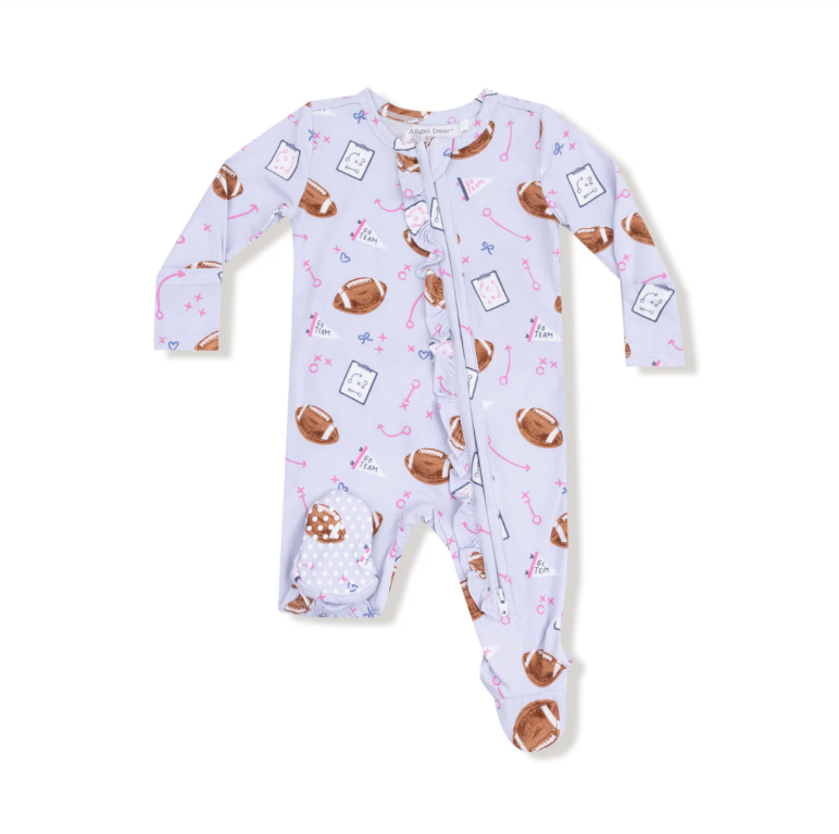Touchdown Time Lavender Zipper Footie