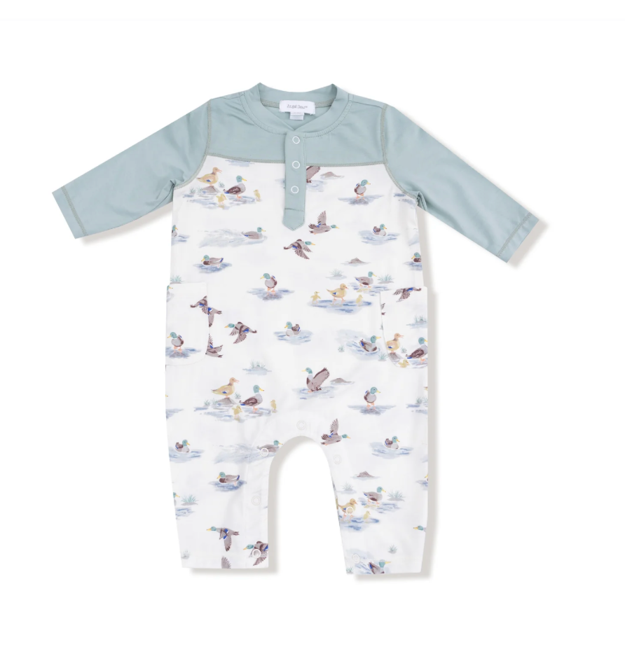 Migrating Mallards Contrast Sleeves Romper