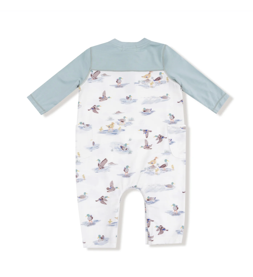 Migrating Mallards Contrast Sleeves Romper