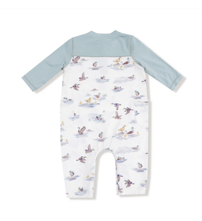 Migrating Mallards Contrast Sleeves Romper