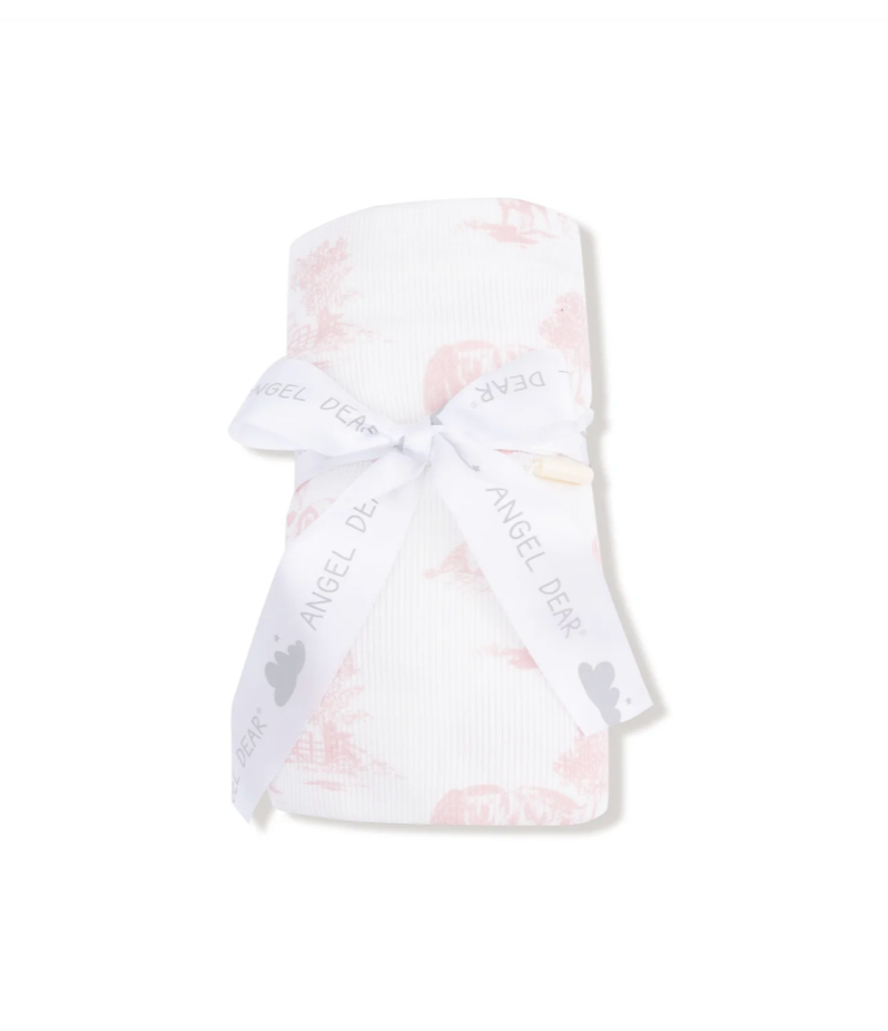 Pink Farm Toile Swaddle Blanket