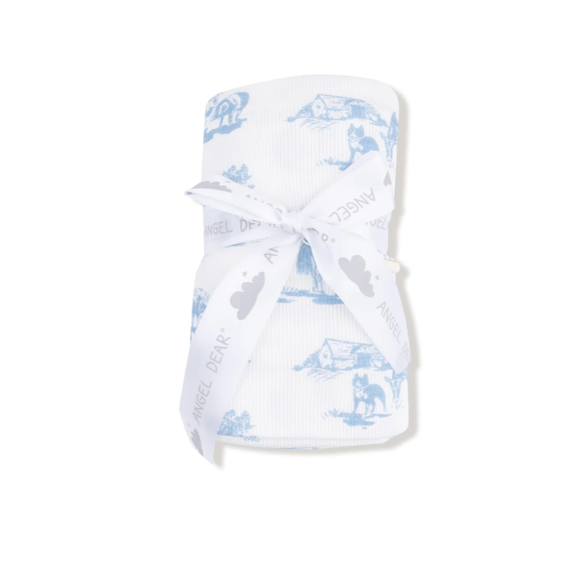 Blue Farm Toile Swaddle Blanket