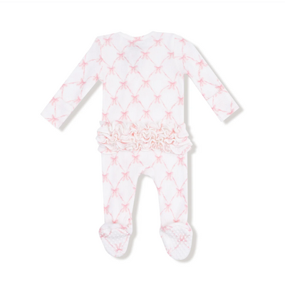 Ribbon Bow Trellis Ruffle Zipper Footie