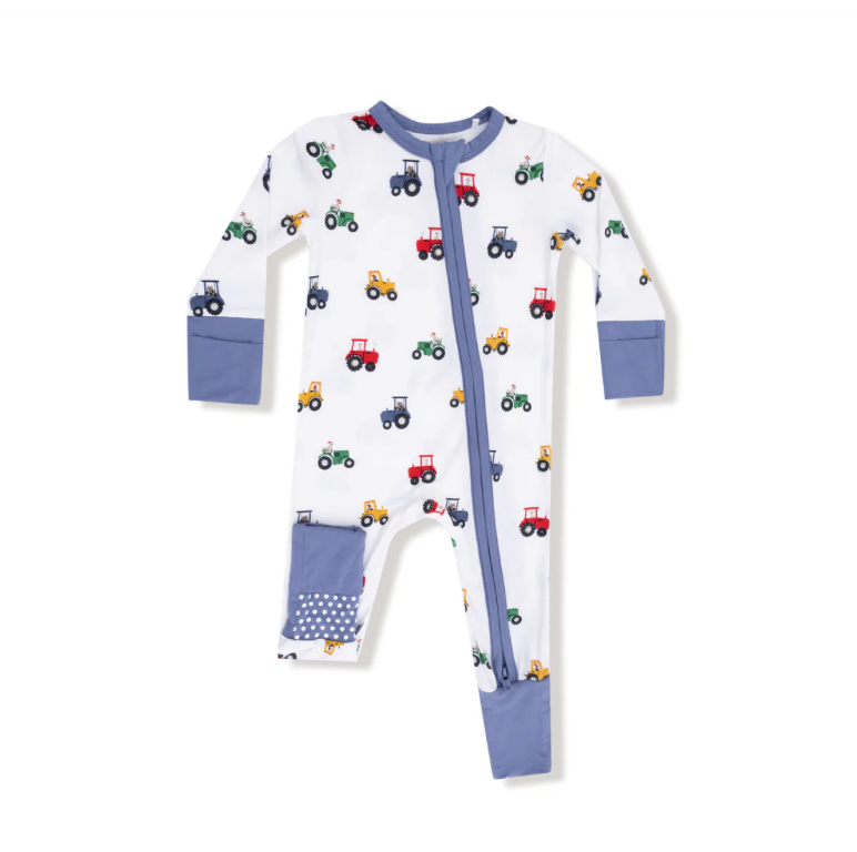 Mini Tractors Zipper Romper