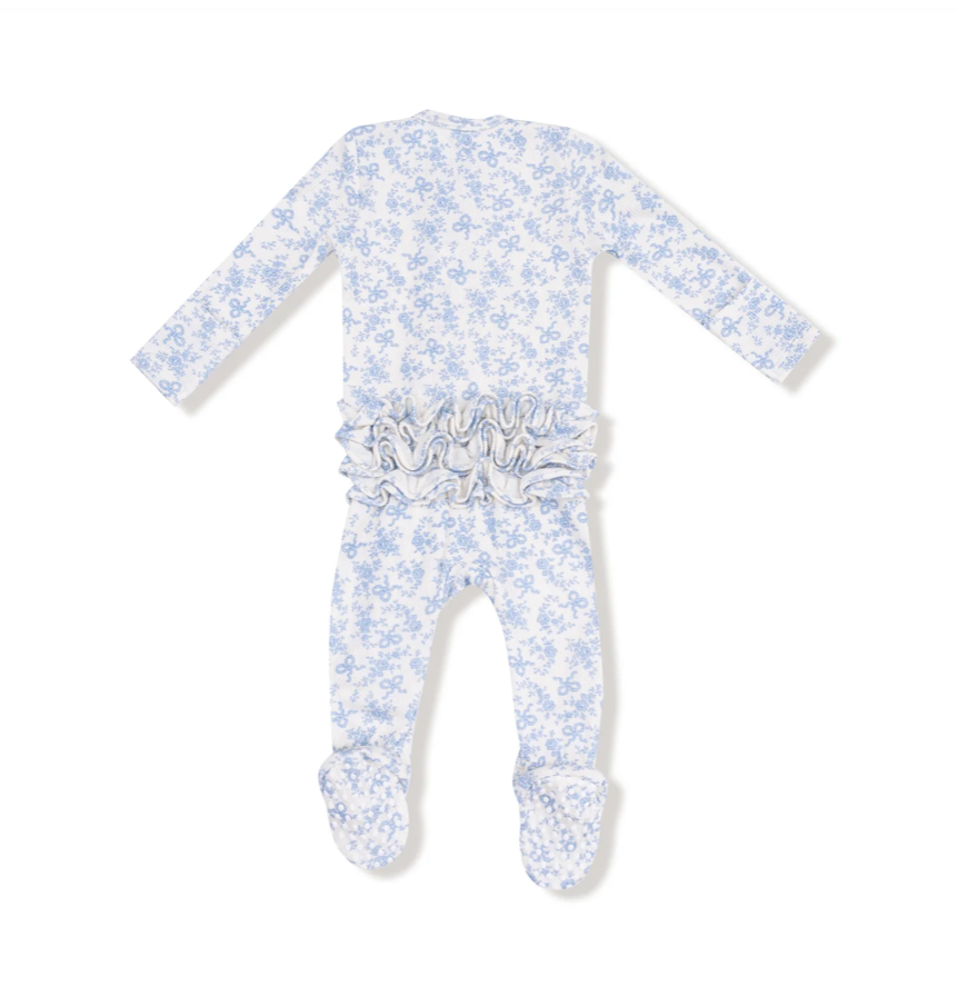 Romi Floral Zipper Ruffle Back Footie