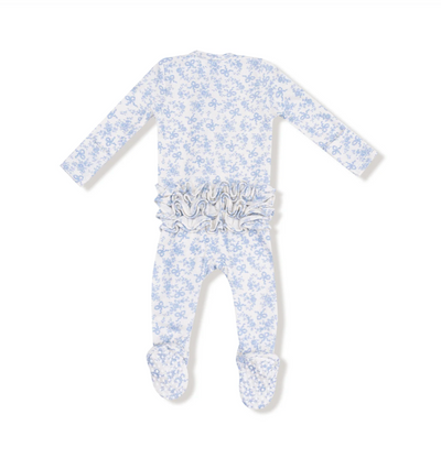 Romi Floral Zipper Ruffle Back Footie