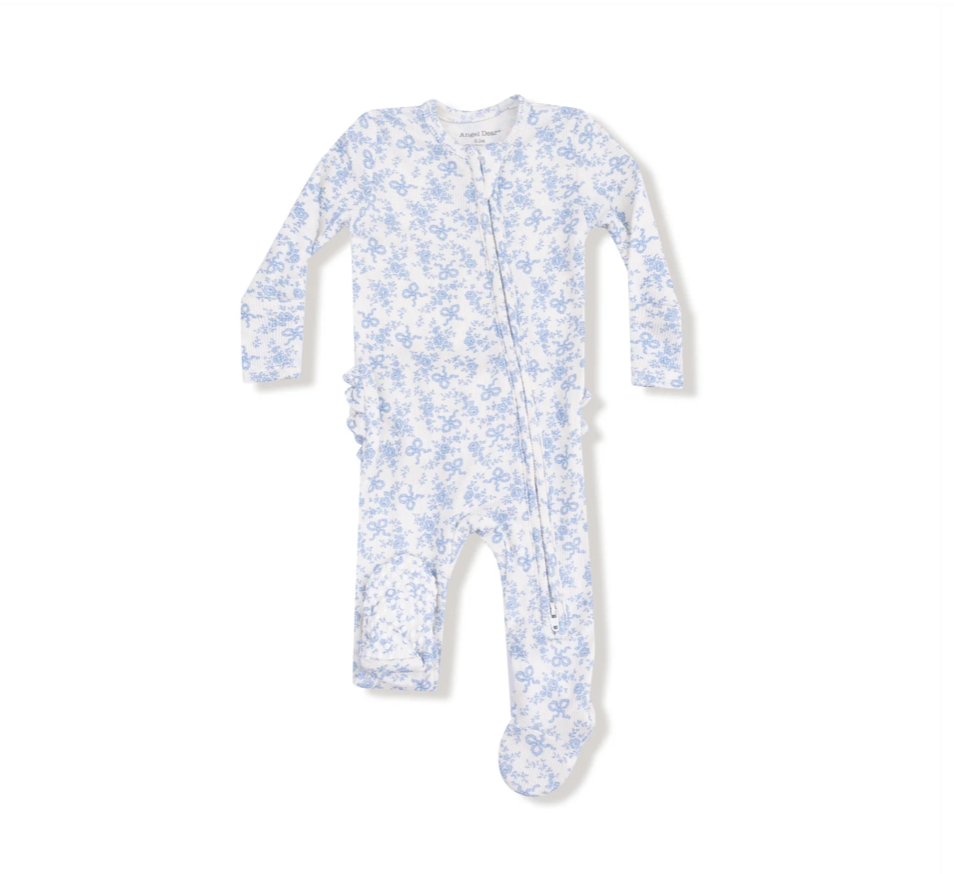 Romi Floral Zipper Ruffle Back Footie