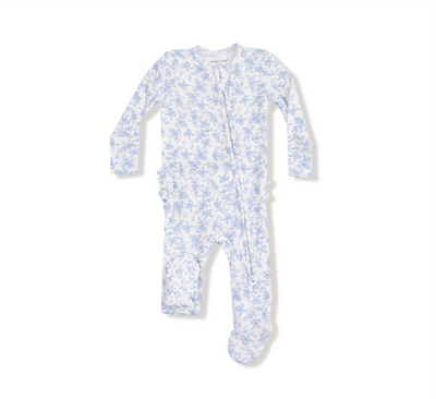 Romi Floral Zipper Ruffle Back Footie
