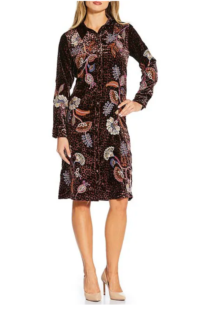 VELVET MISTY LEOPARD GINEVA SHIRT DRESS