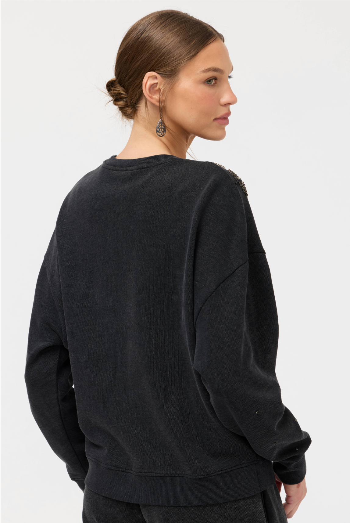FRENCH TERRY BEADED SWEATSHIRT-JEWEL