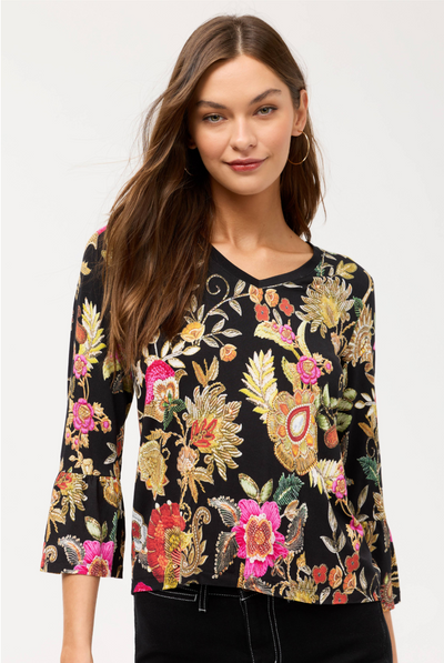 THE JANIE FAVORITE V‑NECK FLUTE SLEEVE TEE