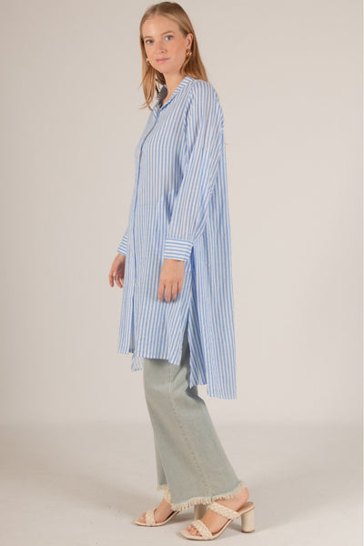 Light Blue White Striped Tunic