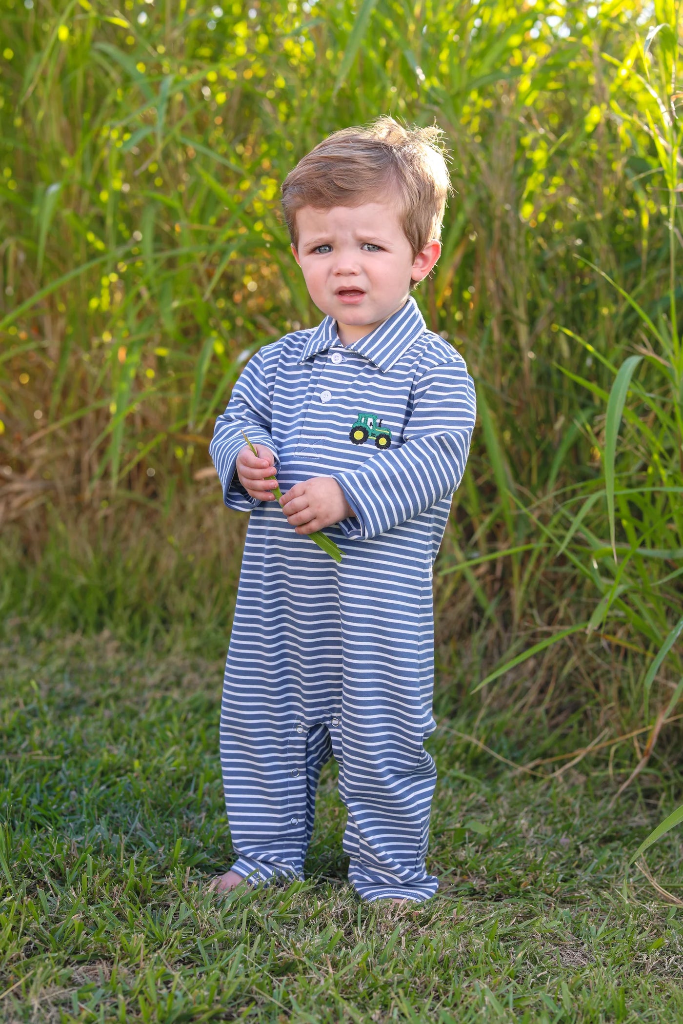 Boys Tractor Polo Romper