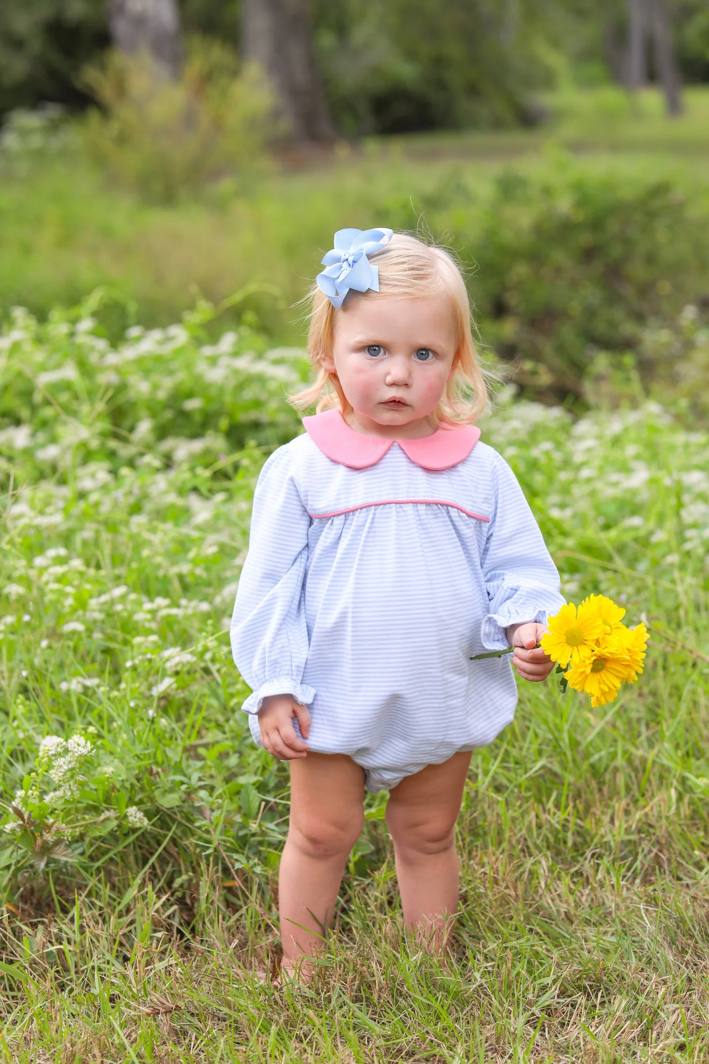 Girls Light Blue Stripe/Pink Bubble