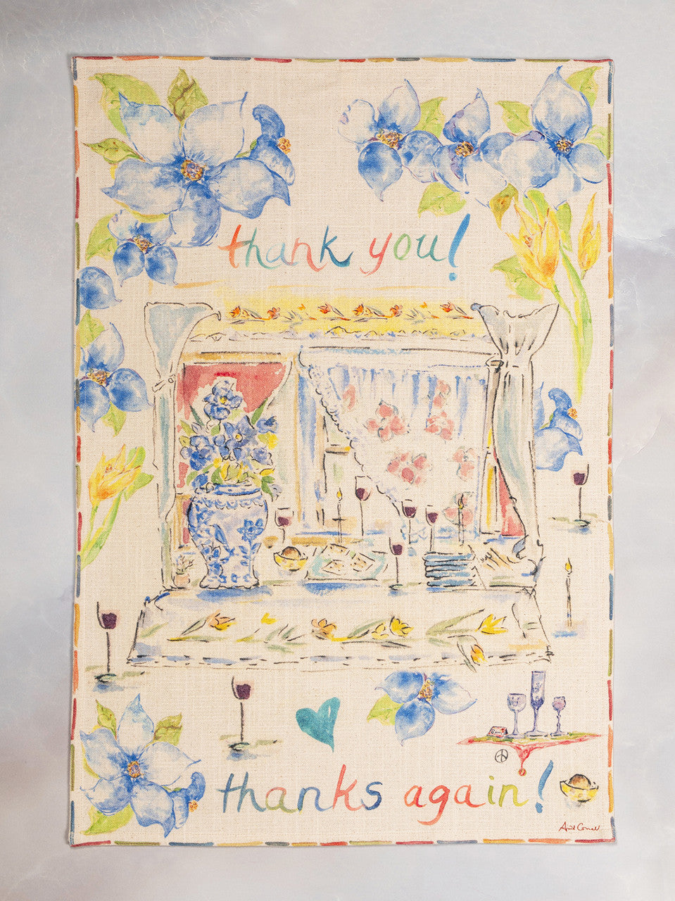 Thank You Watercolor Tea Towel