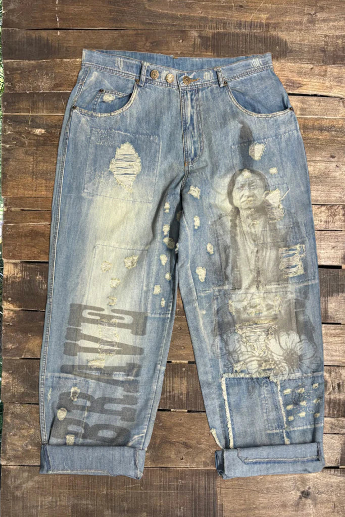 Brave Heart Peace and Love Jeans