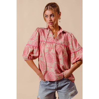 Pink and Tan PRINTED TOP