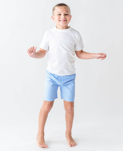 Boys White Short Sleeve Rash Guard