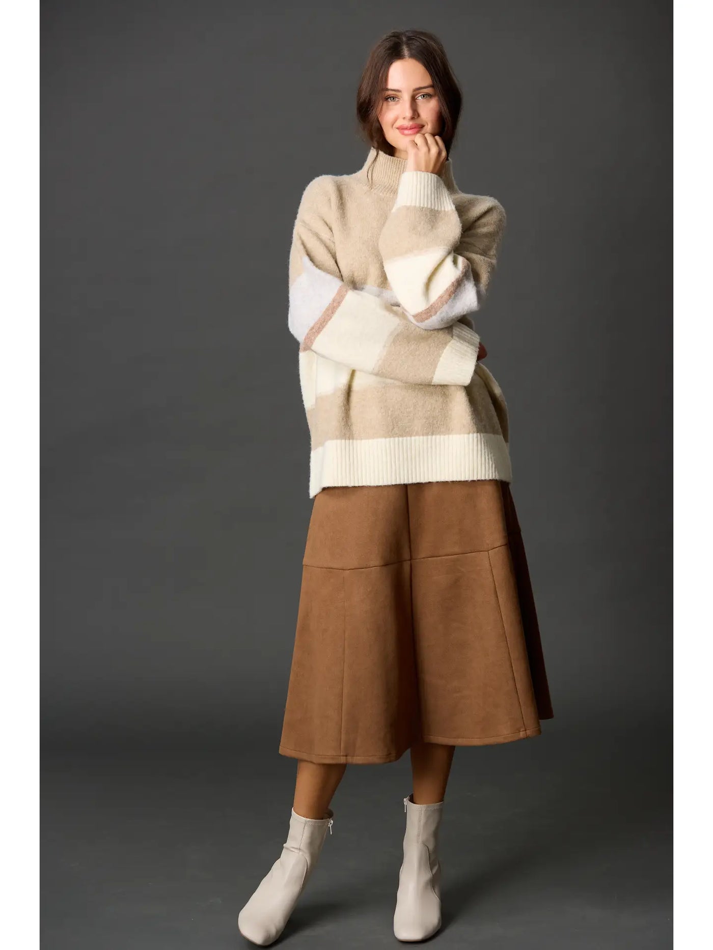 Camel Faux Suede Skirt