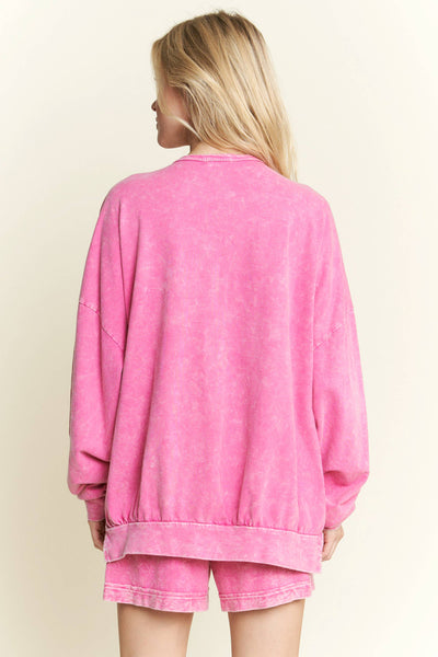 Hot Pink Bow Terry Sweatshirt