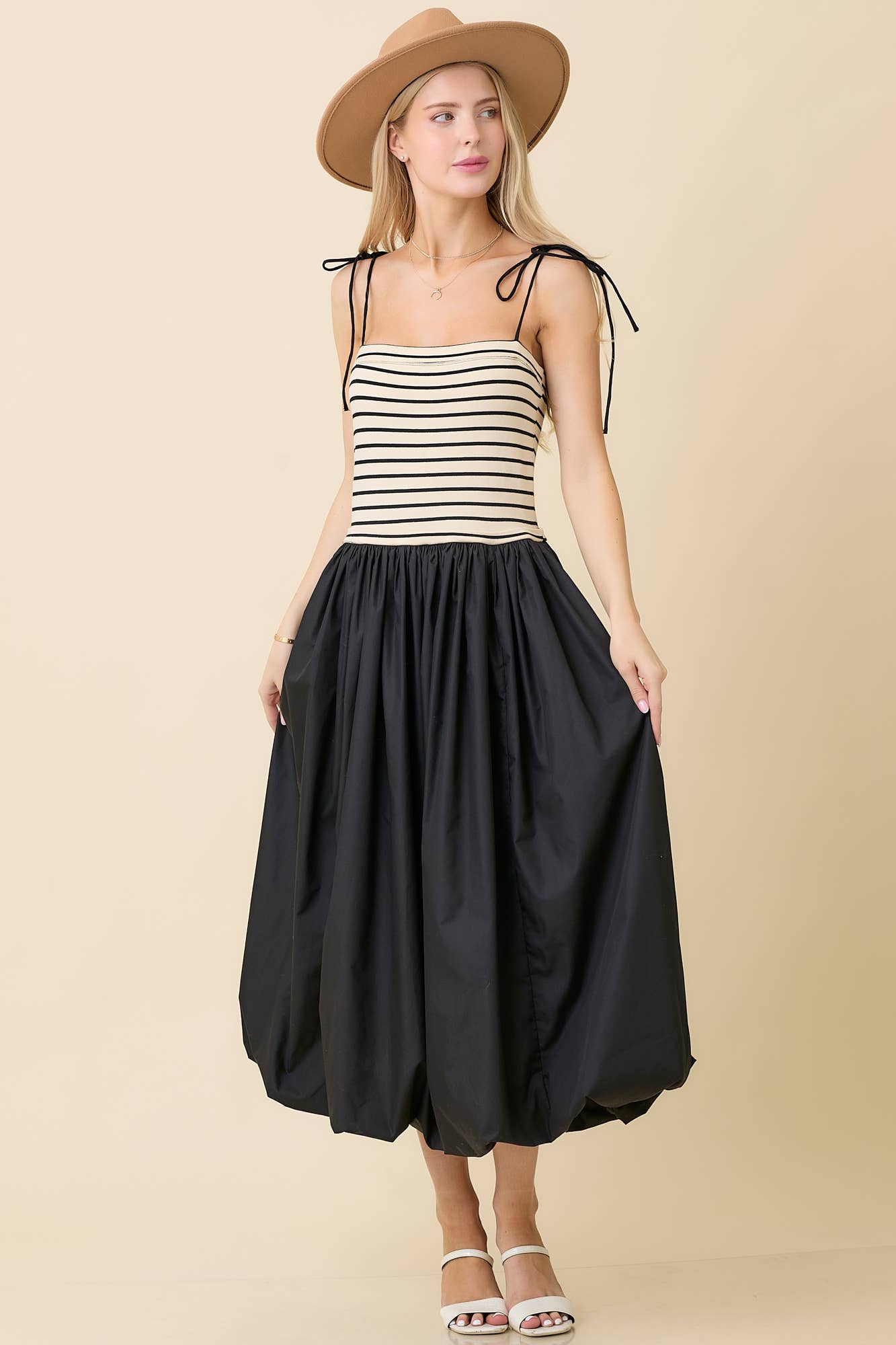 Knit and Woven Black Bubble Dress