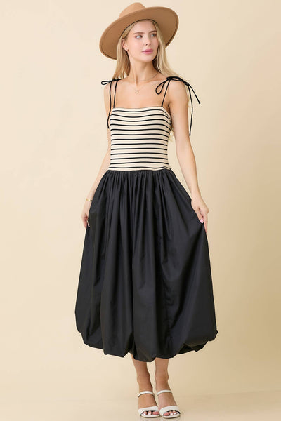 Knit and Woven Black Bubble Dress