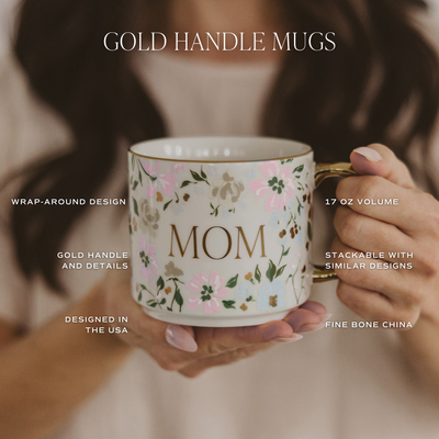 Green Floral 17oz Coffee Mug