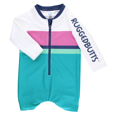 Boys' Aqua Color Block  One Piece Rash Guard