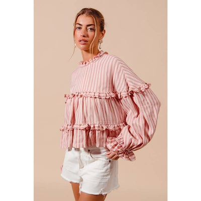 Fuchsia STRIPE REVERSIBLE FLOWY TOP