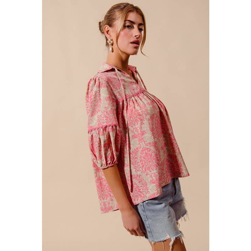 Pink and Tan PRINTED TOP