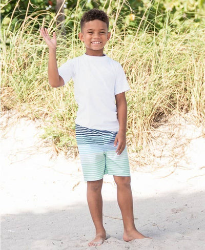 Boys White Short Sleeve Rash Guard