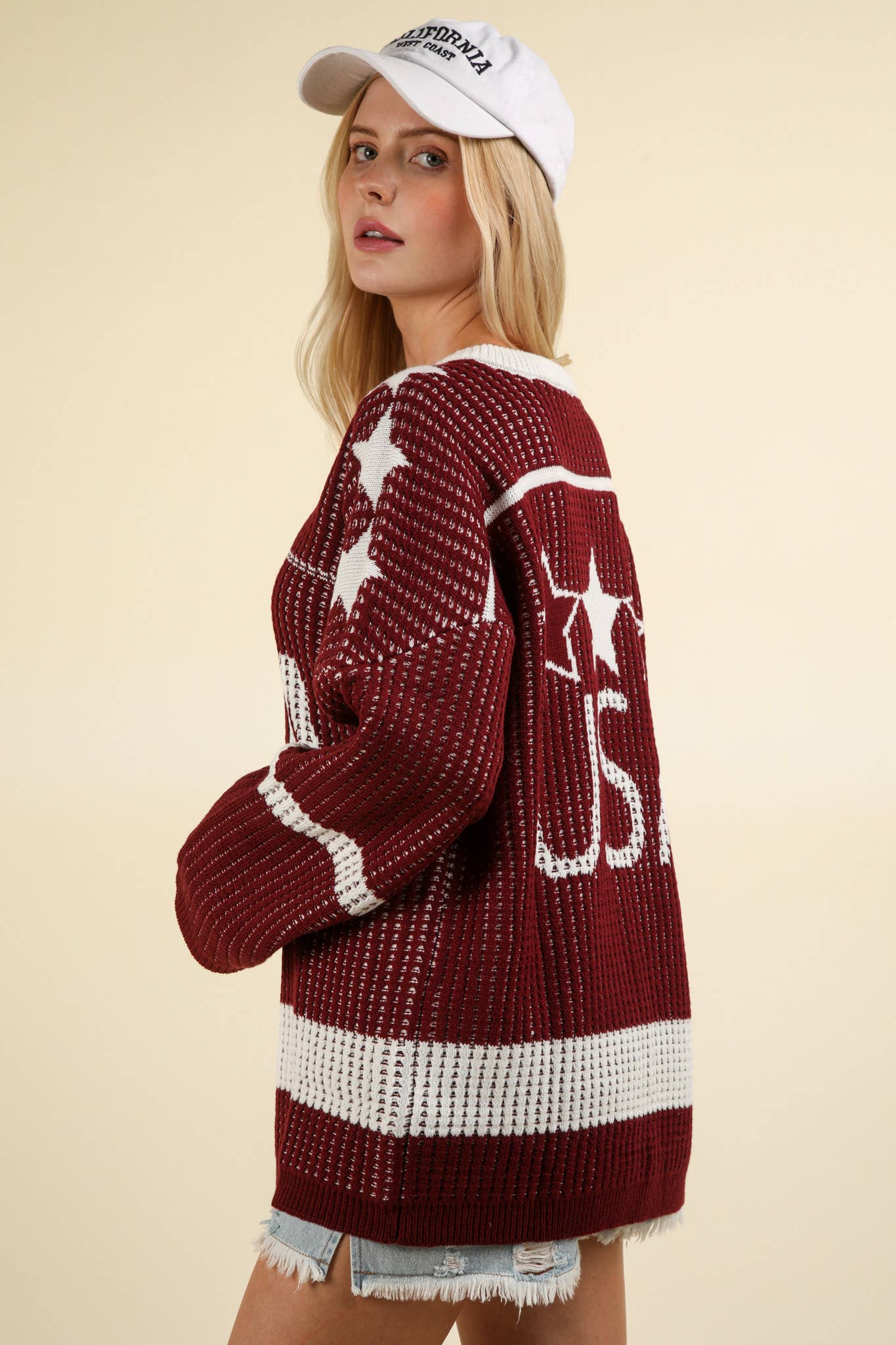 Burgundy Oversized Game Day Knit Sweater