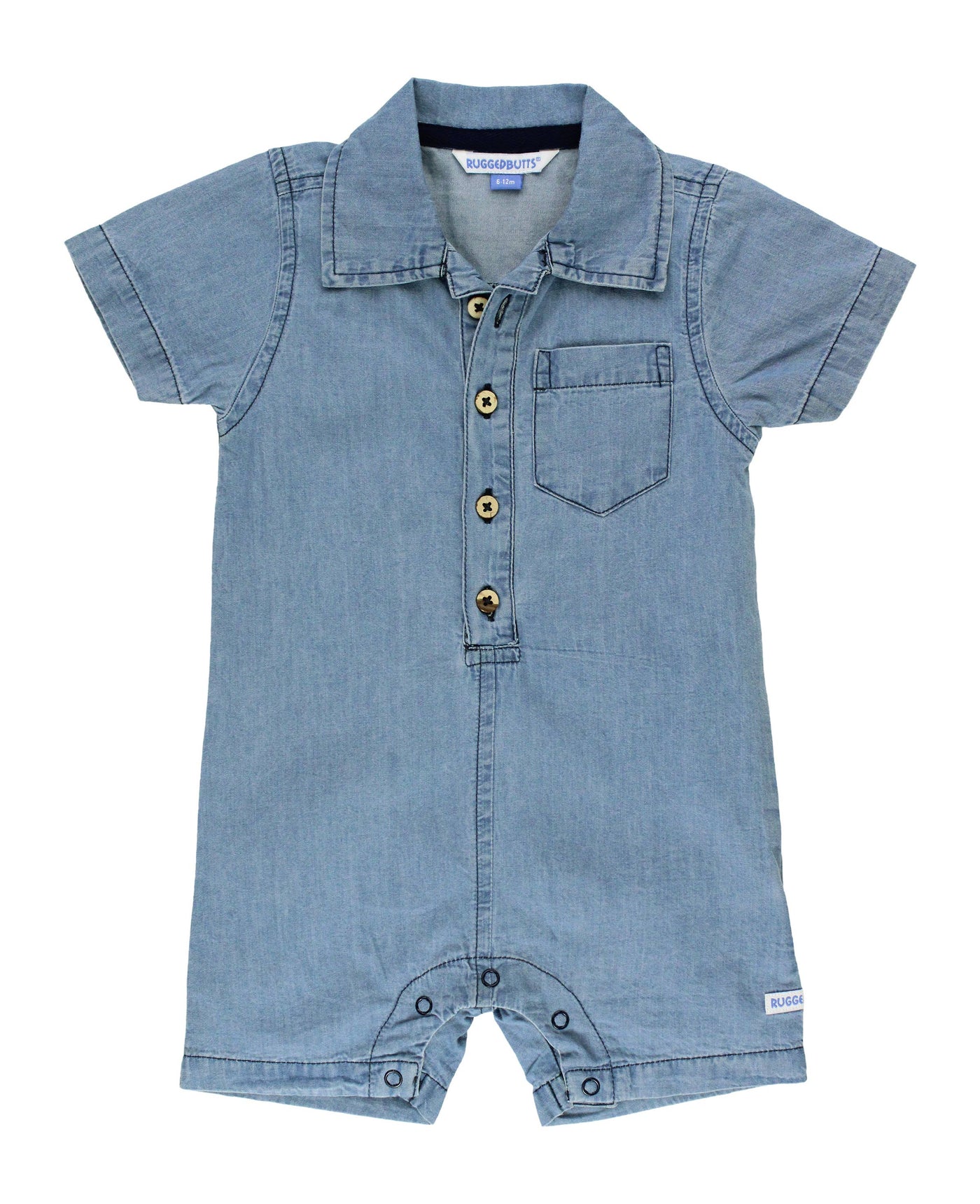 Boys Light Wash Denim Romper