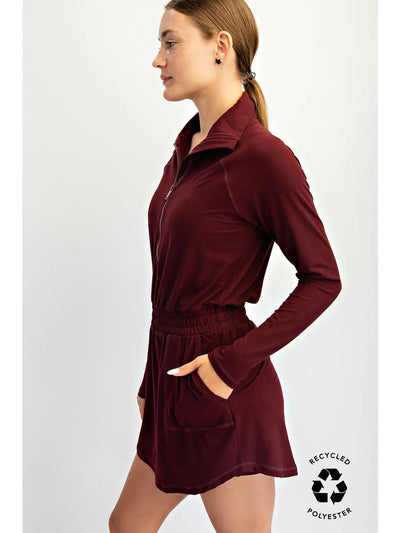 Burgundy Butter Soft Romper skirt