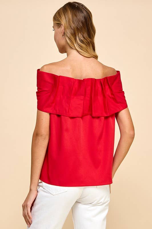 Red Bow Off The Shoulder Top