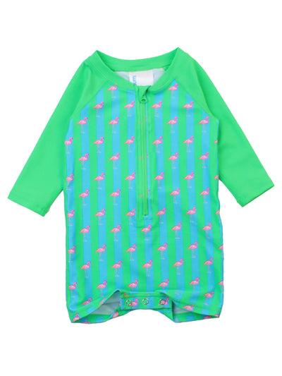 Boys Flamingo Stripe One Piece Rash Guard