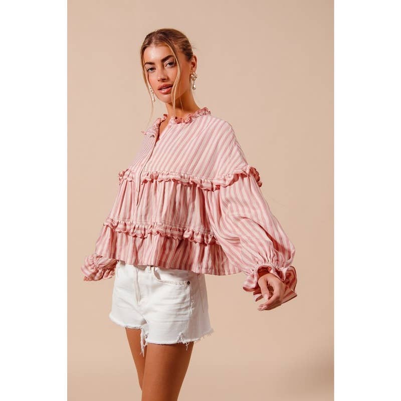 Fuchsia STRIPE REVERSIBLE FLOWY TOP