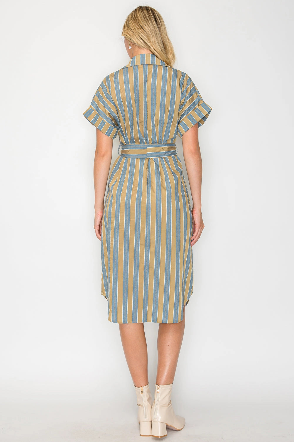Hazel Fall Stripe Shirt Midi Dress | Meet Me in Santorini S / Hazel Fall Stripe