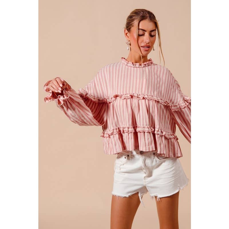 Fuchsia STRIPE REVERSIBLE FLOWY TOP