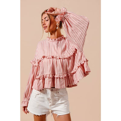 Fuchsia STRIPE REVERSIBLE FLOWY TOP