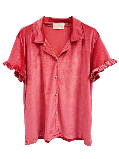 Chloe Rose Velvet Short Sleeve Top