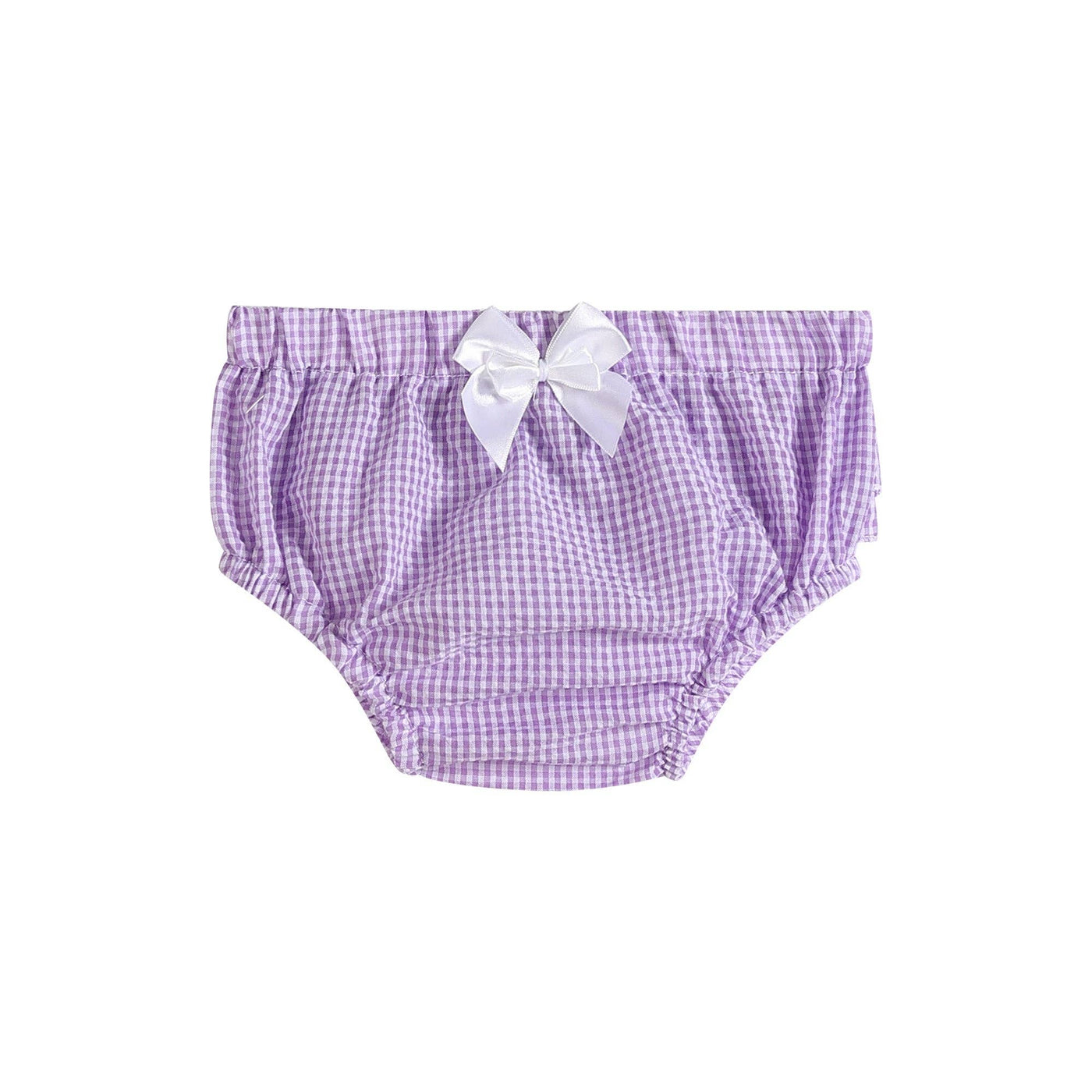 2 pc Set Pink and Purple Seersucker Cotton Baby Bloomer