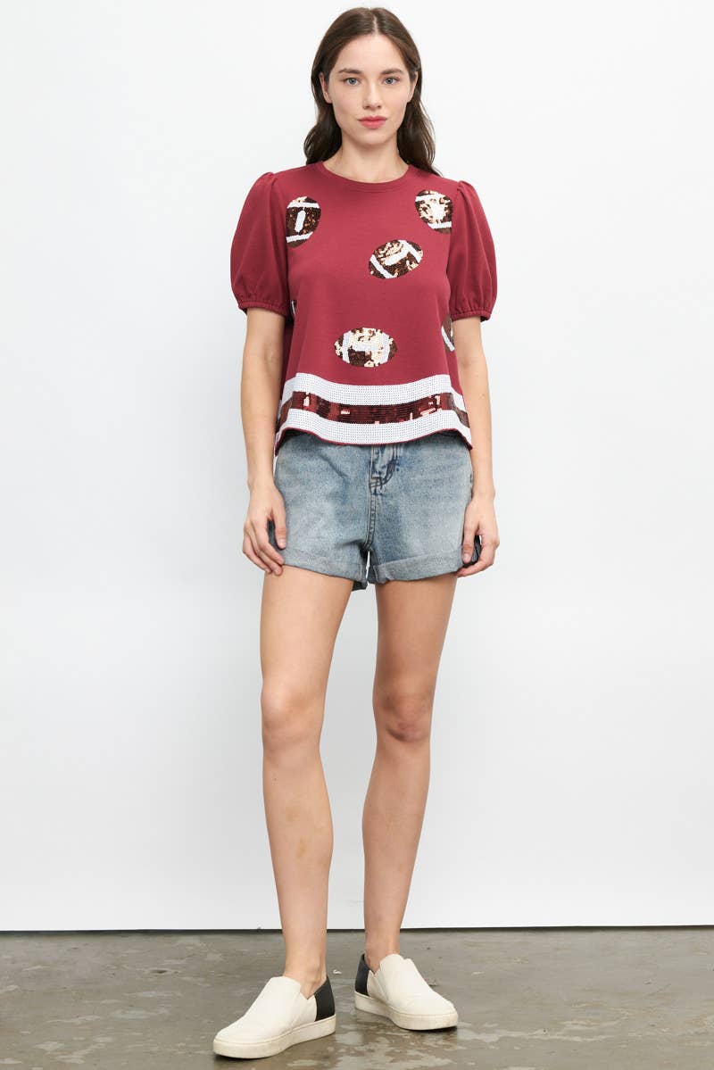 Burgundy GAMEDAY SEQUIN TOP